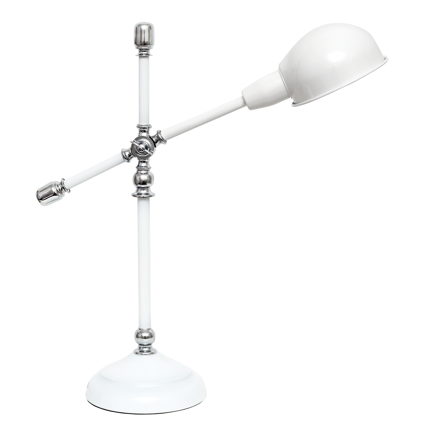 Flexo Luján blanco/cromo de Fabrilamp (122671001) – lámpara de escritorio vintage con brazo articulado, iluminación doméstica en acabado blanco y cromo