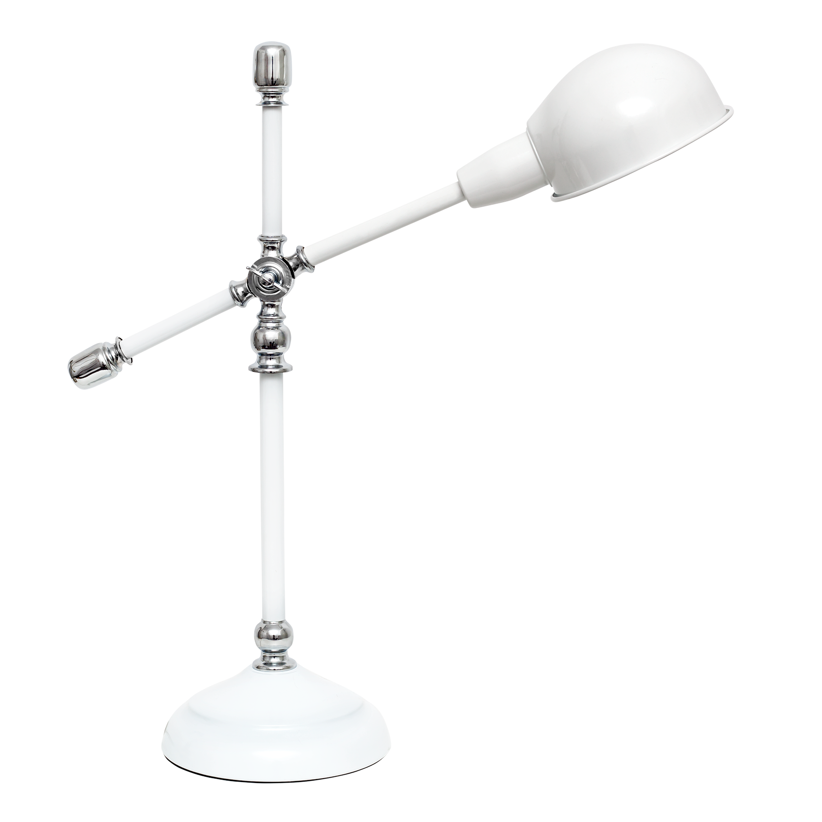 Flexo Luján blanco/cromo de Fabrilamp (122671001) – lámpara de escritorio vintage con brazo articulado, iluminación doméstica en acabado blanco y cromo