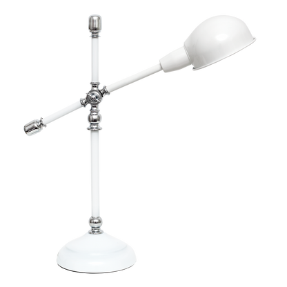 Flexo Luján blanco/cromo de Fabrilamp (122671001) – lámpara de escritorio vintage con brazo articulado, iluminación doméstica en acabado blanco y cromo