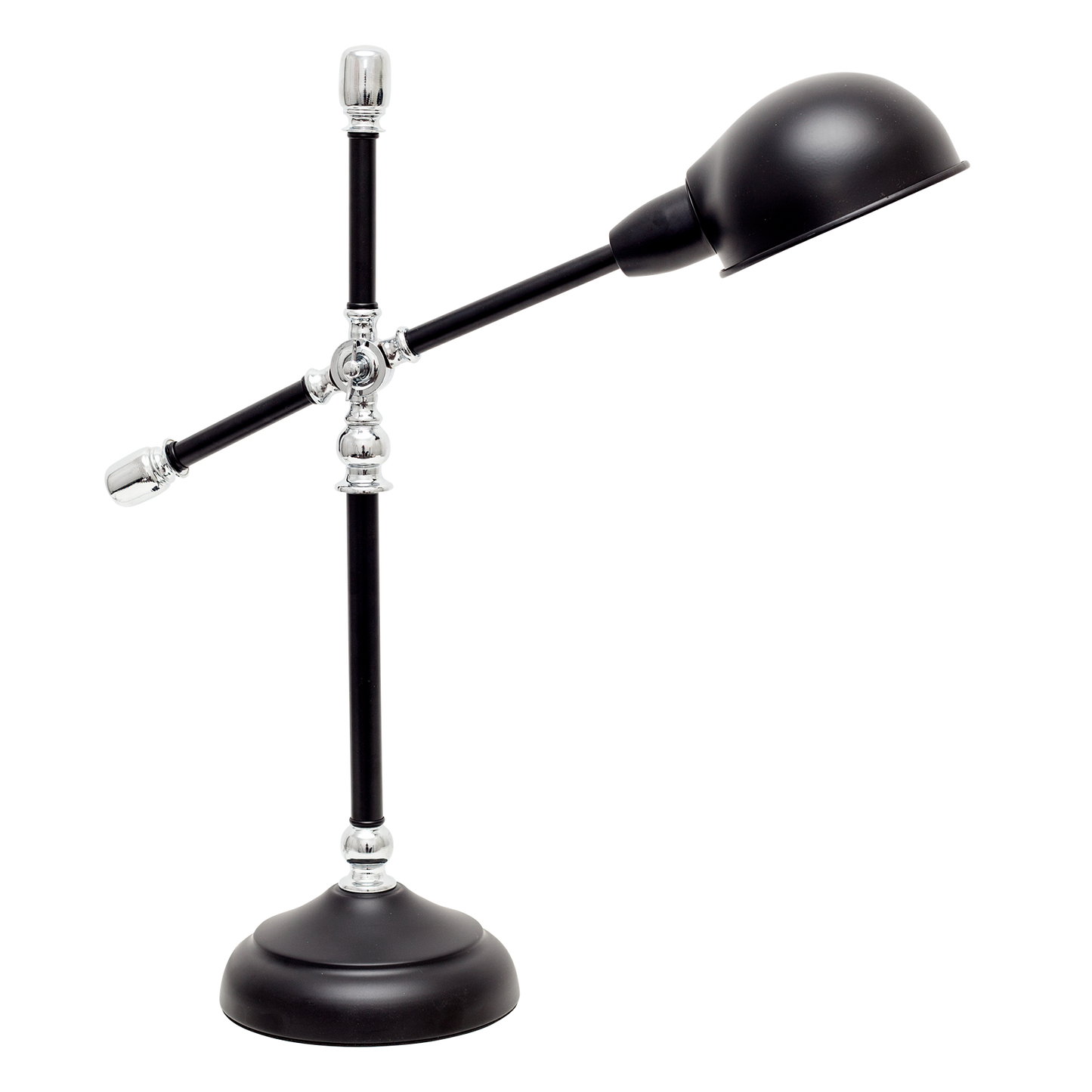 Flexo Luján Negro/Cromo de Fabrilamp para escritorio; lámpara de metal negro con acabado cromo, iluminación vintage de oficina