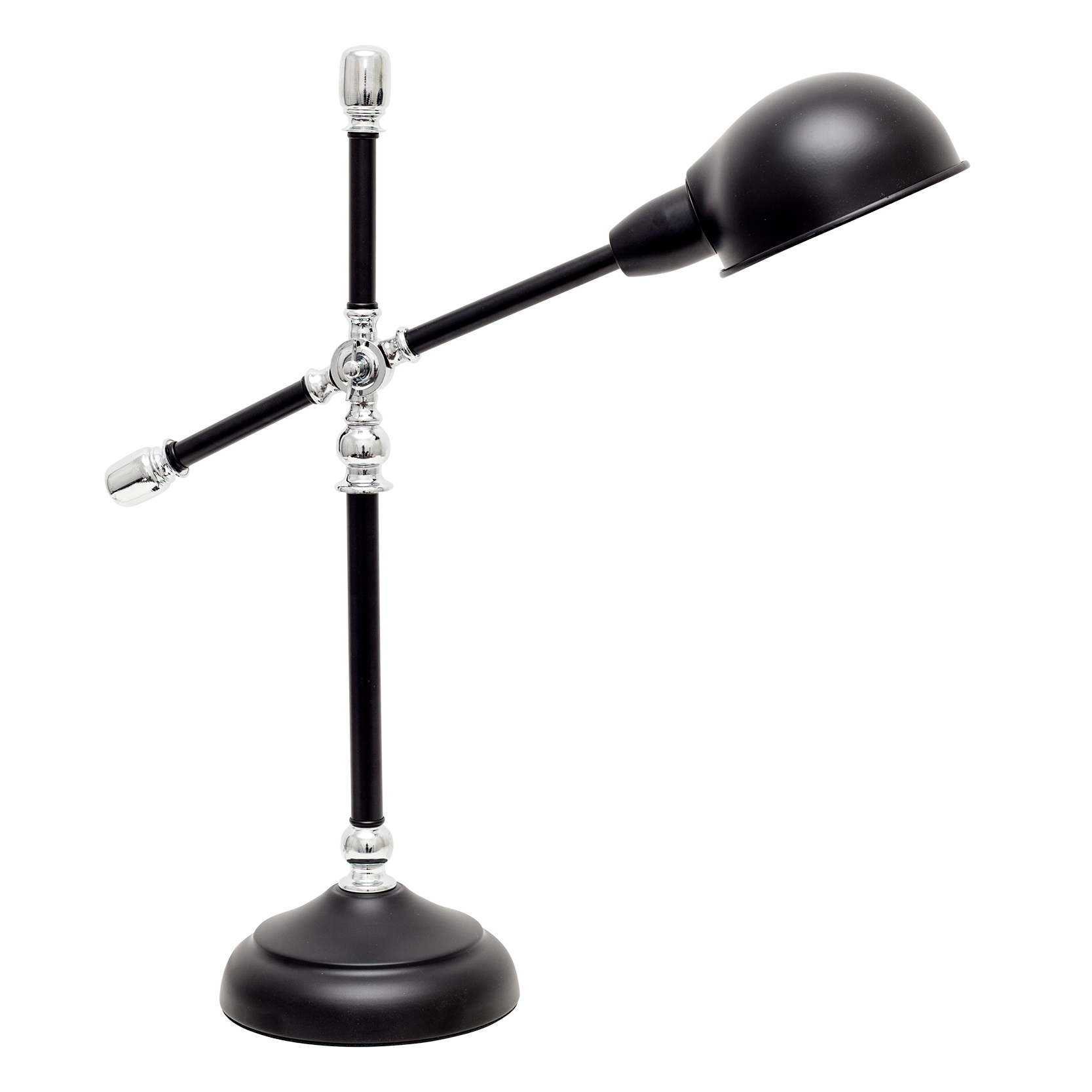 Flexo Luján Negro/Cromo de Fabrilamp para escritorio; lámpara de metal negro con acabado cromo, iluminación vintage de oficina