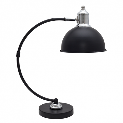 Flexo Luján negro y cromo, lámpara de escritorio de metal con base E27 para interior — Fabrilamp 122671109, iluminación para el hogar