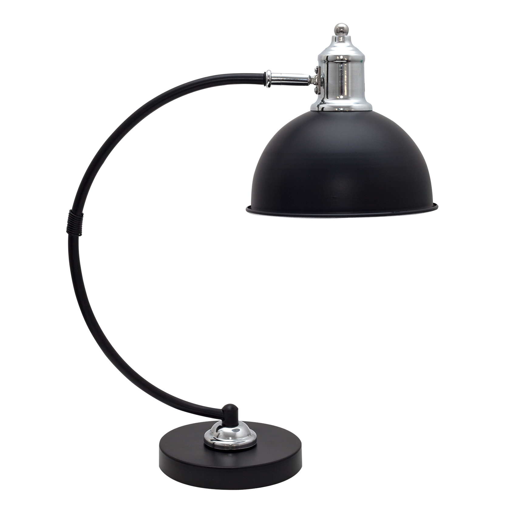 Flexo Luján Negro/Cromo E27 — Fabrilamp 122671109, lámpara de escritorio de metal para hogar e iluminación interior (negro y cromo)