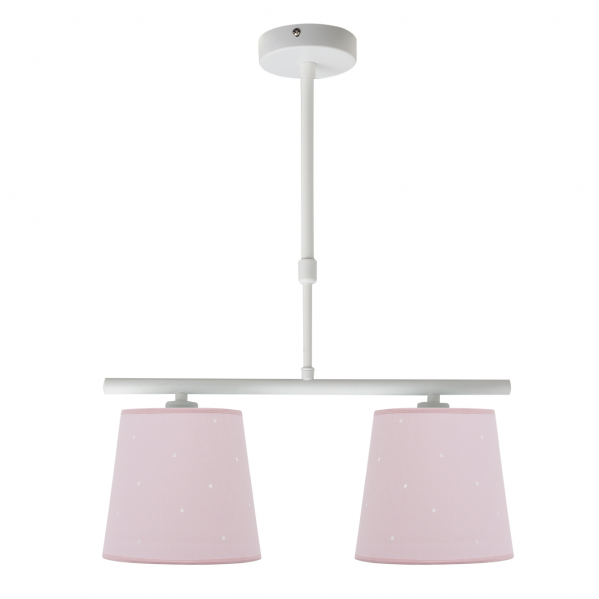 Lámpara infantil de techo Consciencia en color rosa de Abrila, modelo 2xE14 con diseño en metal y textil para decoración de habitación de niños, ideal para interiores luminosos y acogedores (código 122852000).