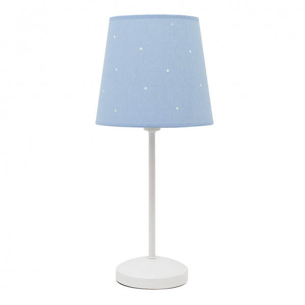 Sobremesa Infantil Consciencia Celeste — Lámpara de mesa de Fabrilamp (modelo 122871008): estructura de metal y pantalla textil, decoración doméstica en color celeste