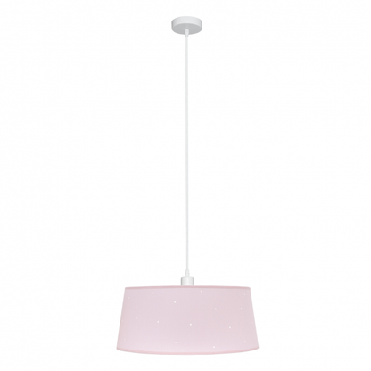 Colgante infantil textil de consciencia rosa de Abrila, diseño AI2 de 40x40 cm con luz difusa E27, ideal para decoración de interiores domésticos en tonos metal blanco y rosa para habitaciones infantiles.