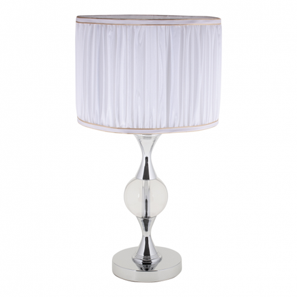 Lámpara de sobremesa Amarante en acabado cromo de Abrila, modelo 123970120 con dimensiones 57x30 cm, diseño elegante de metal, textil y cristal para decoración de interiores, bombilla E27 y luz difusa AI2.