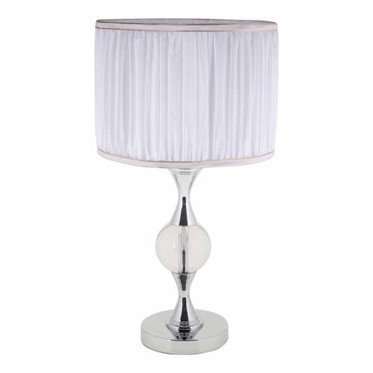 Lámpara de sobremesa Amarante en acabado cromo de Abrila, modelo 123970120 con dimensiones 57x30 cm, diseño elegante de metal, textil y cristal para decoración de interiores, bombilla E27 y luz difusa AI2.