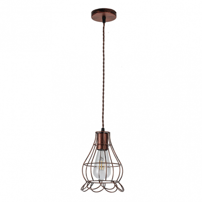 Colgante rústico herraje 1xE27 en marrón de Abrila, modelo 124791202, lámpara colgante de iluminación rústica interior en metal para decoración doméstica