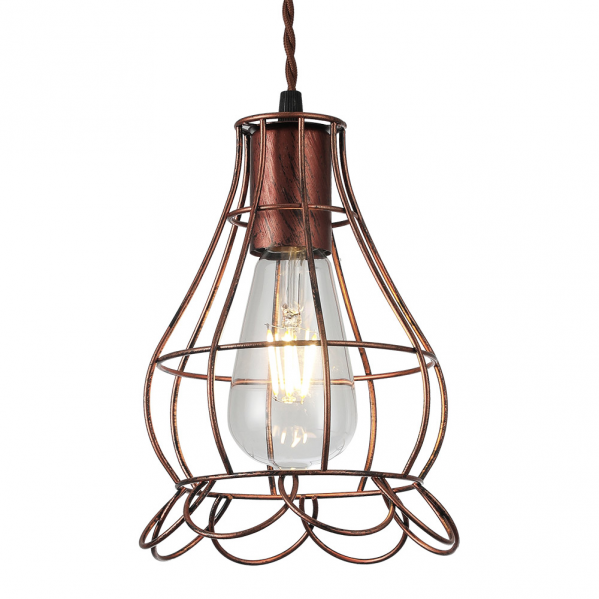 Colgante rústico de herraje marrón con casquillo E27, modelo Abrila 124791202, ideal para iluminación interior y decoración doméstica en estilo rústico metálico