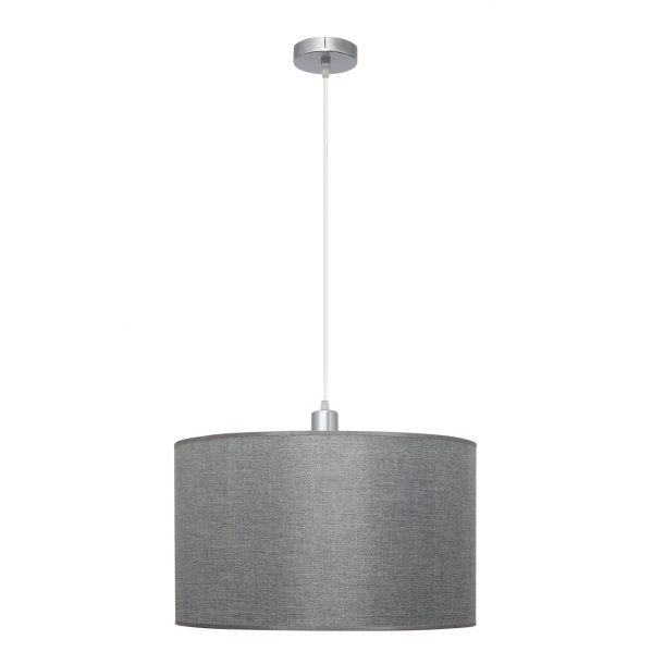 Colgante Serie Axel en plata con bombilla E27, diseño moderno de Abrila para decoración interior con luz difusa, estructura de metal y pantalla textil AI2, referencia 124994010