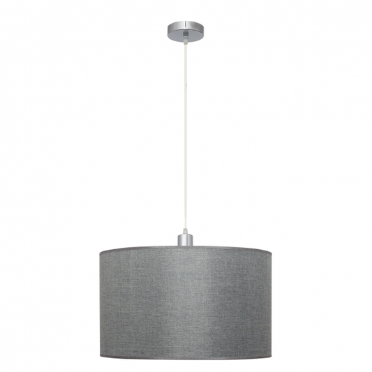 Colgante Serie Axel en plata con bombilla E27, diseño moderno de Abrila para decoración interior con luz difusa, estructura de metal y pantalla textil AI2, referencia 124994010
