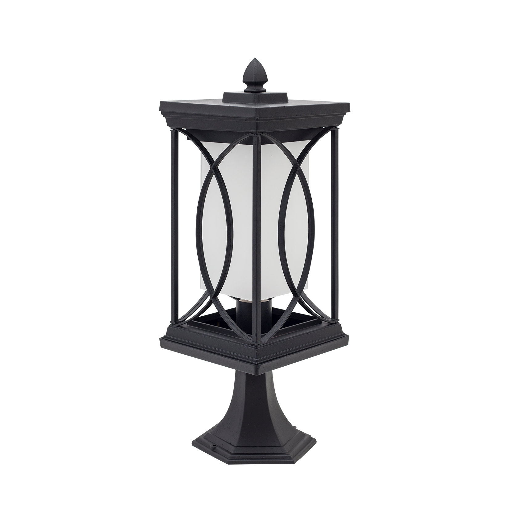 Lámpara sobremuro exterior Garden en negro de metal, Fabrilamp — iluminación exterior para jardín y terraza, estilo clásico.