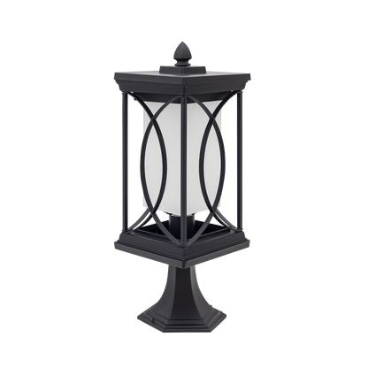 Lámpara sobremuro exterior Garden en negro de metal, Fabrilamp — iluminación exterior para jardín y terraza, estilo clásico.