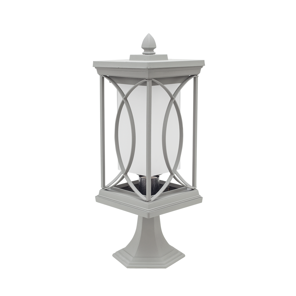 Sobremuro Exterior Garden Plata de Fabrilamp, modelo 125271010 — Iluminación exterior en metal plata para jardín y terraza, IP23, estilo clásico.