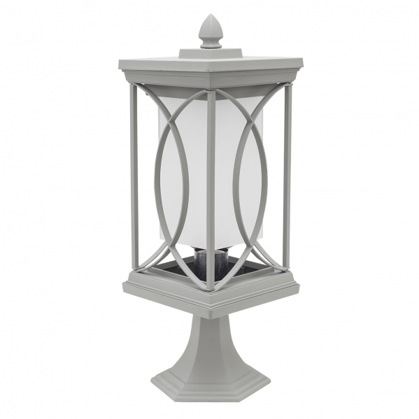 Sobremuro Exterior Garden Plata de Fabrilamp (125271110): luminaria de exterior en metal con acabado plata, compatible con bombilla E27, ideal para jardín y terraza.