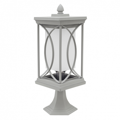 Sobremuro Exterior Garden Plata de Fabrilamp (125271110): luminaria de exterior en metal con acabado plata, compatible con bombilla E27, ideal para jardín y terraza.