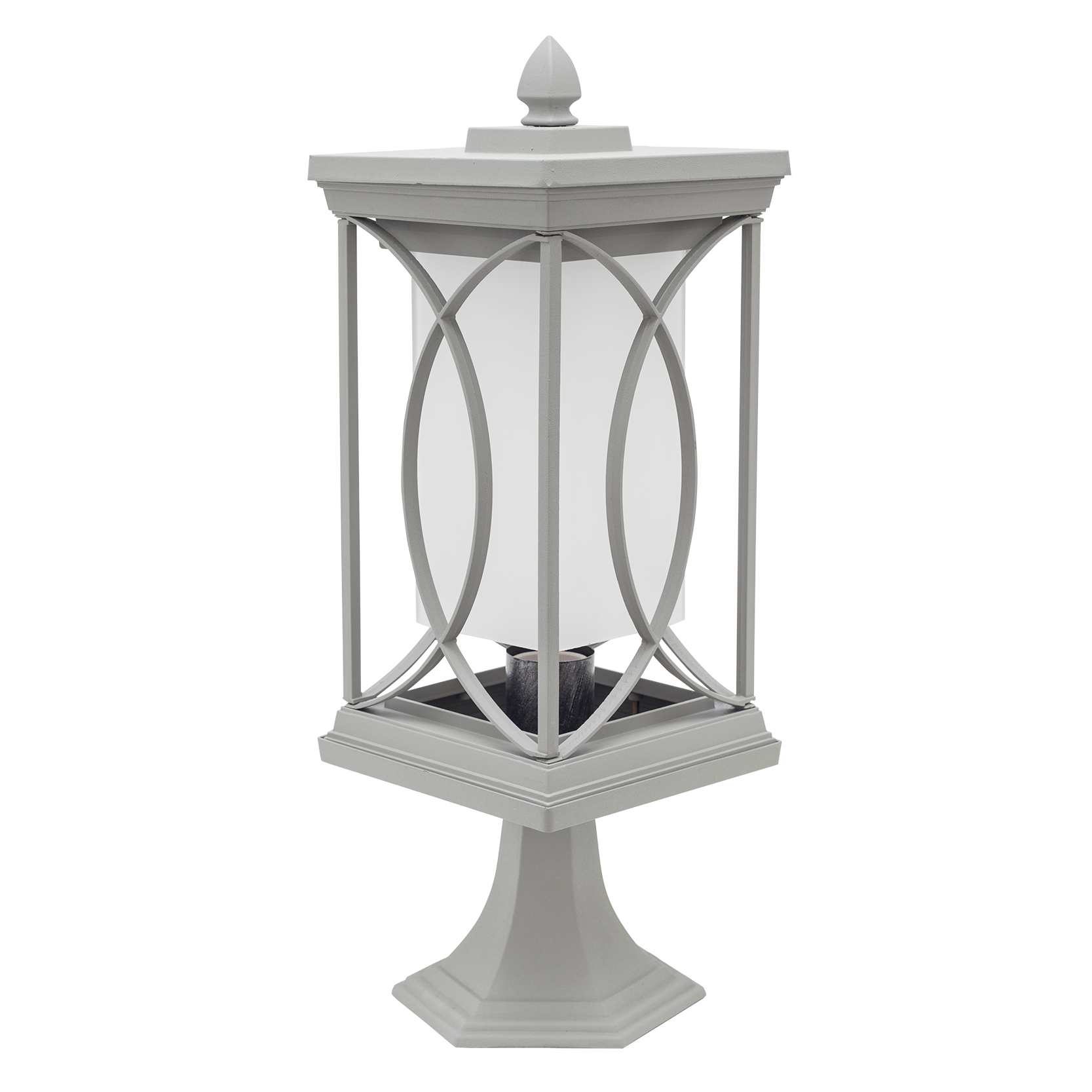 Sobremuro exterior de jardín en plata de Fabrilamp, cuerpo de metal con rosca E27, iluminación exterior para terraza y jardín (modelo 125271110)