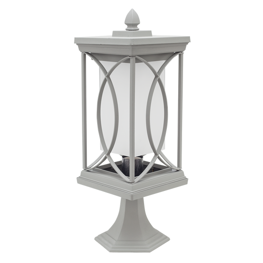 Sobremuro exterior de jardín en plata de Fabrilamp, cuerpo de metal con rosca E27, iluminación exterior para terraza y jardín (modelo 125271110)