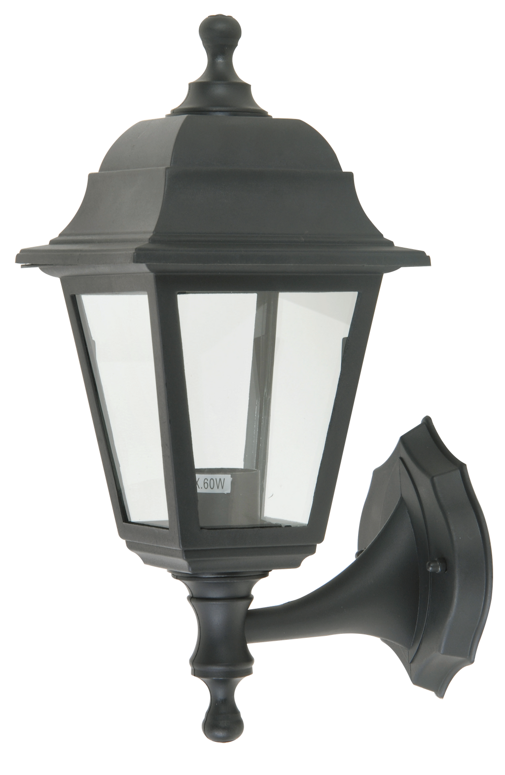 Aplique exterior Albahaca Negro 35 cm, Fabrilamp – iluminación exterior para jardín y terraza, cuerpo de policarbonato.