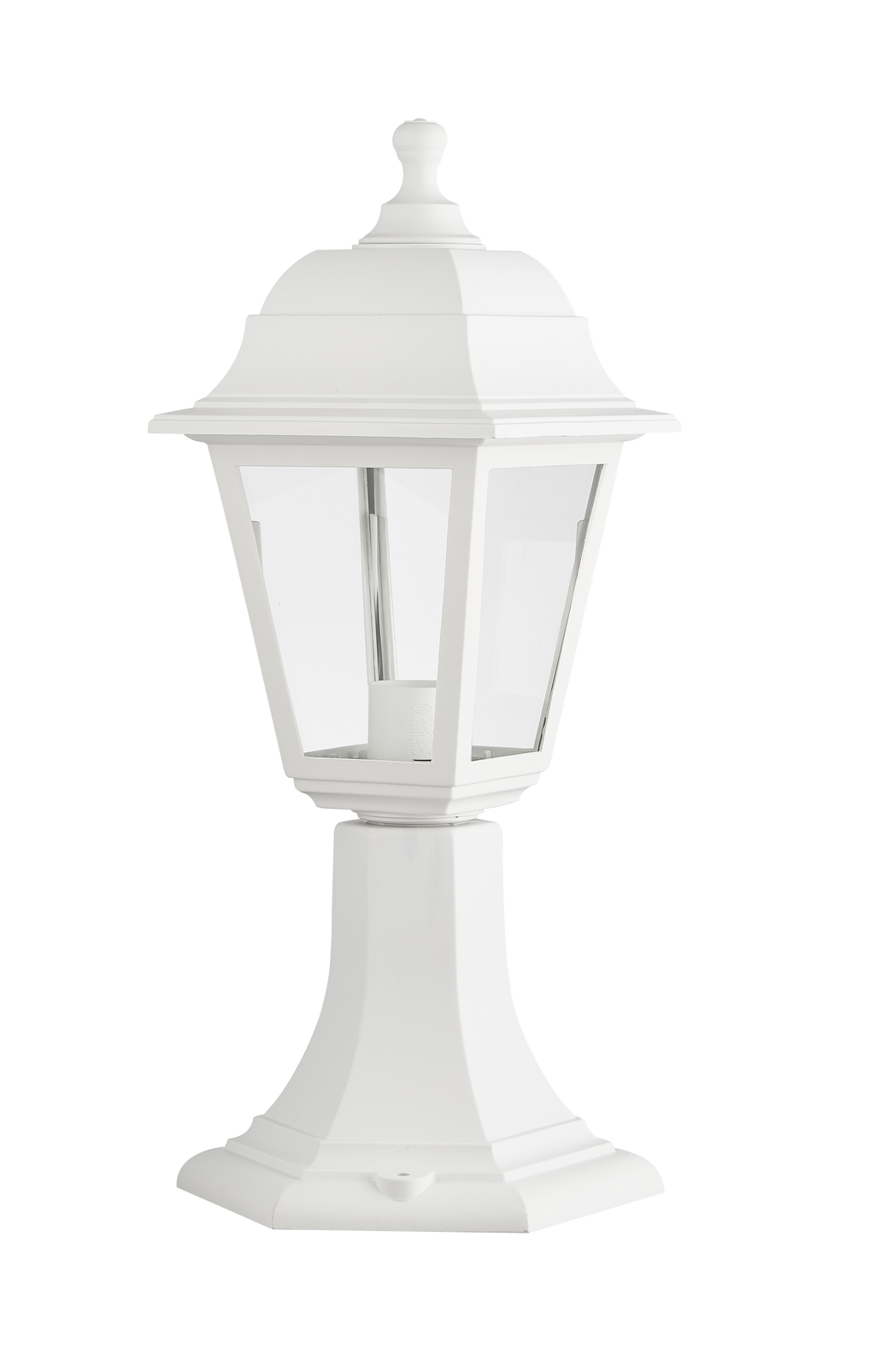 Aplique sobremuro exterior Albahaca Blanco de Fabrilamp, modelo 125871001, iluminación exterior para jardín y terraza en policarbonato, acabado blanco, estilo clásico, uso doméstico.