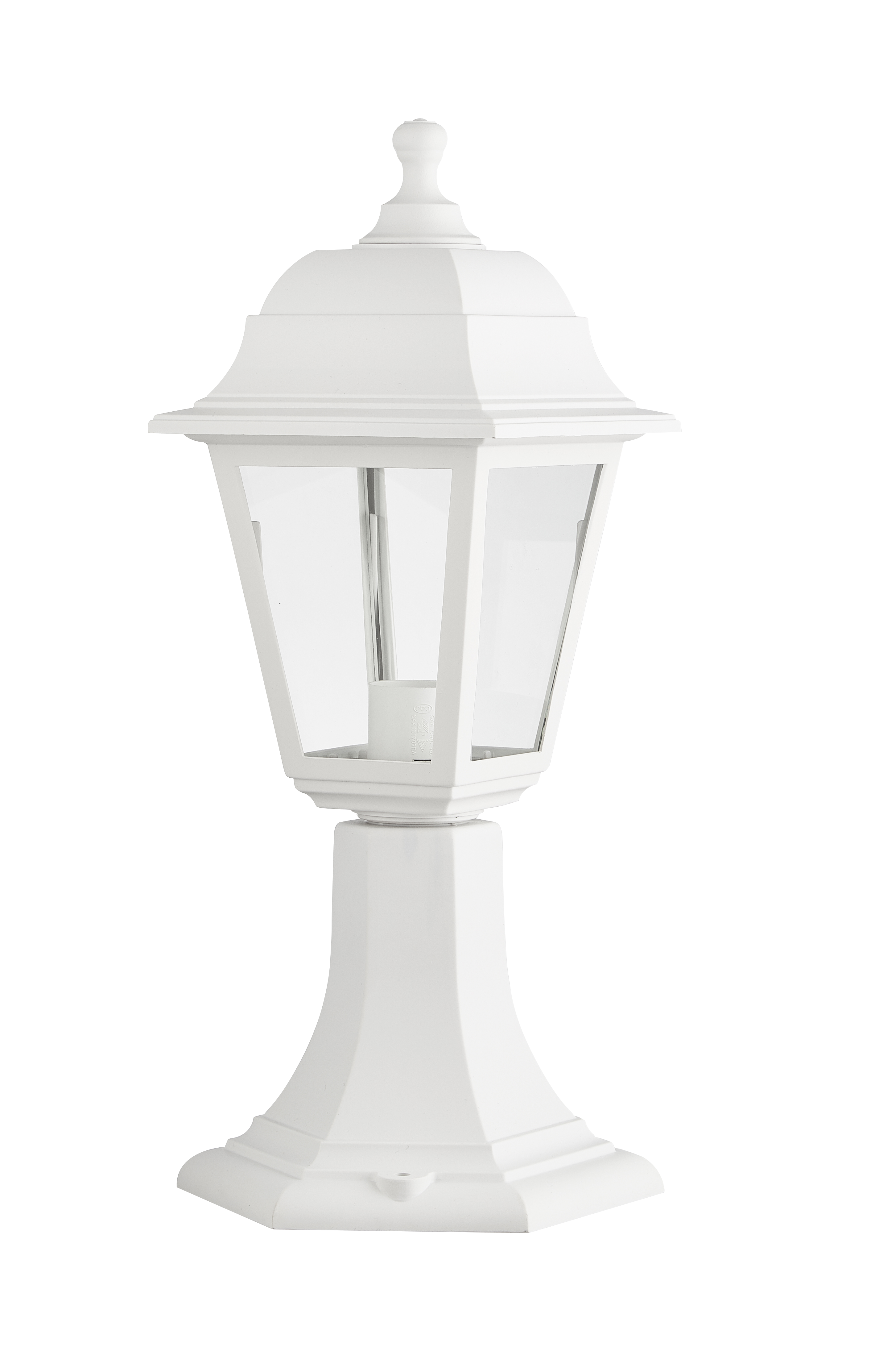 Aplique sobremuro exterior Albahaca Blanco de Fabrilamp, modelo 125871001, iluminación exterior para jardín y terraza en policarbonato, acabado blanco, estilo clásico, uso doméstico.