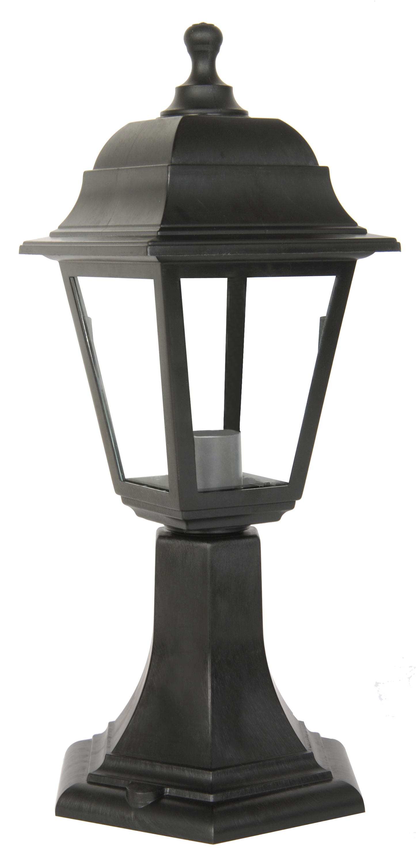 Lámpara sobremuro exterior negro Albahaca de Fabrilamp, IP44, iluminación para jardín o terraza en policarbonato, modelo 125871009