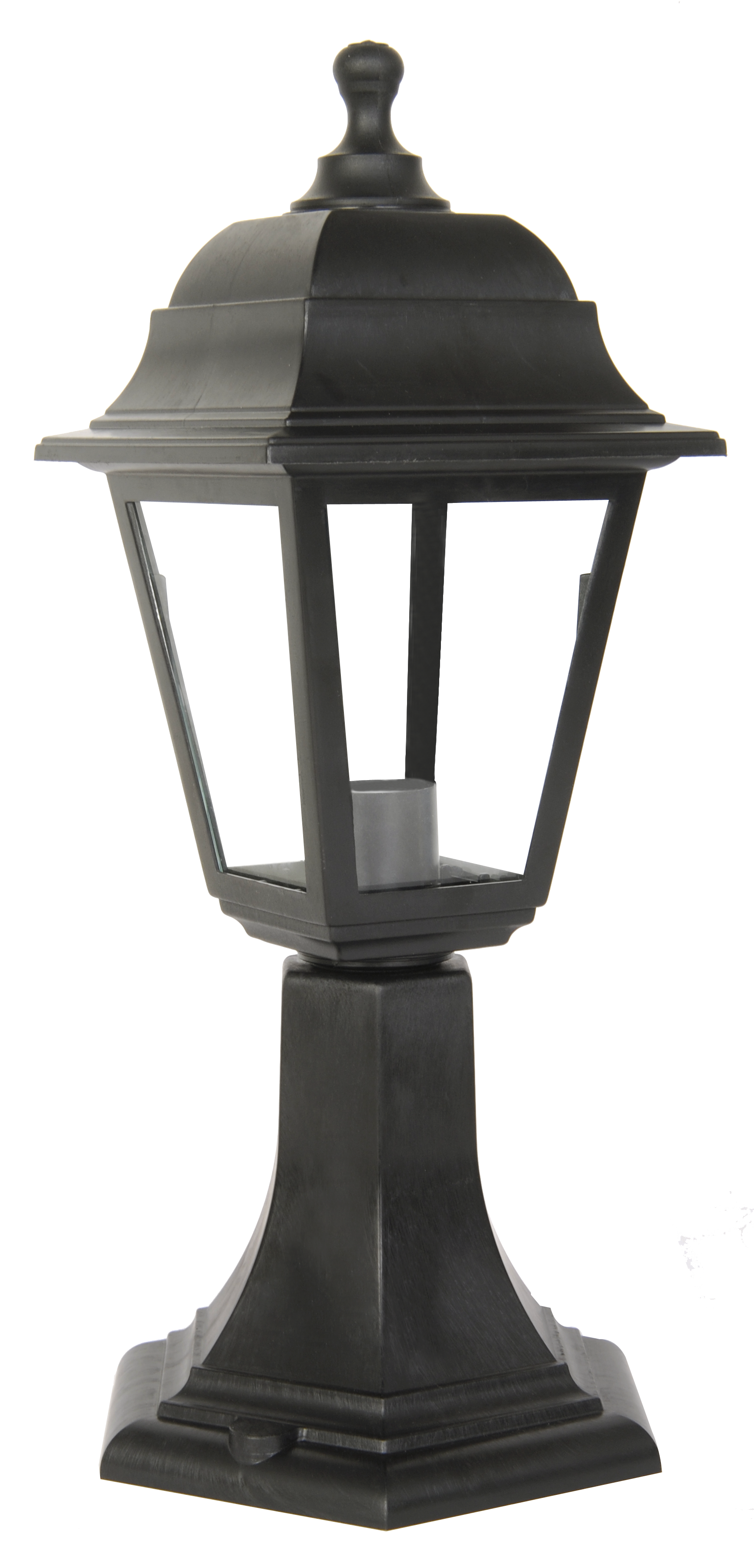 Lámpara sobremuro exterior negro Albahaca de Fabrilamp, IP44, iluminación para jardín o terraza en policarbonato, modelo 125871009