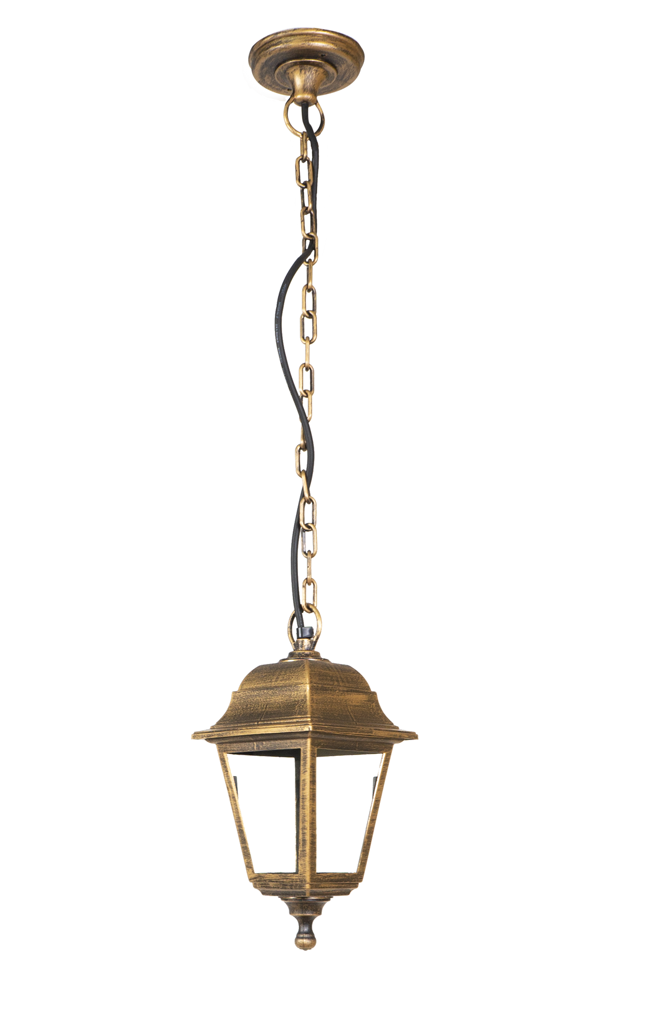 Colgante Exterior Albahaca Oro Viejo de Fabrilamp (125891016) – colgante clásico de iluminación exterior para jardín y terraza, color oro viejo.