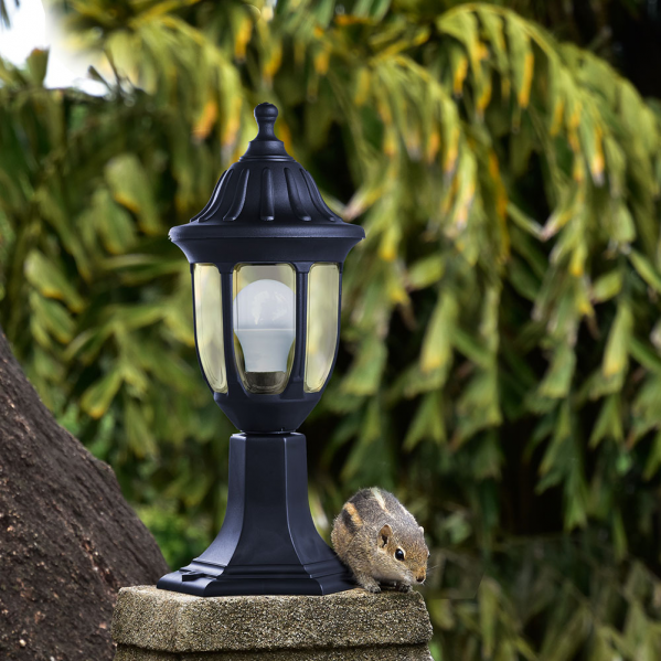 Sobremuro Exterior Angelica Negro de Fabrilamp – Iluminación exterior en policarbonato, estilo clásico, modelo 125971009, uso doméstico