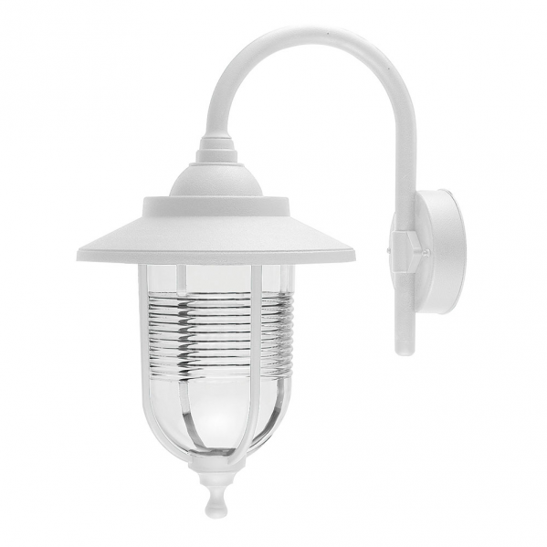 Aplique exterior Fabrilamp color canela blanco IP44, de policarbonato, modelo 126061001, iluminación para jardín y terraza