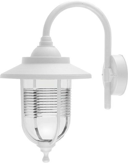 Aplique exterior clásico Canela Blanco IP44, Fabrilamp modelo 126061001, iluminación para jardín y terraza en policarbonato.