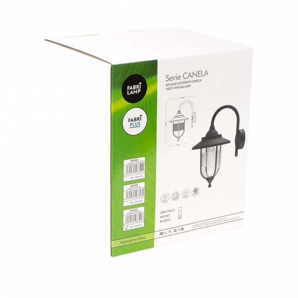 Aplique exterior Canela Oro Viejo de Fabrilamp, iluminación exterior IP44, policarbonato, modelo 126061016, estilo clásico