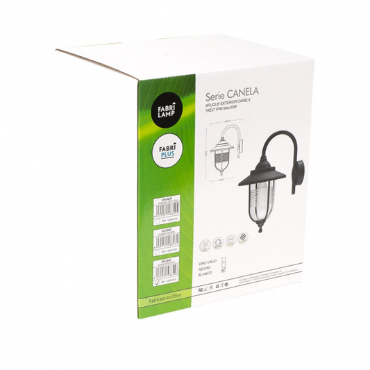 Aplique exterior Canela Oro Viejo de Fabrilamp, iluminación exterior IP44, policarbonato, modelo 126061016, estilo clásico
