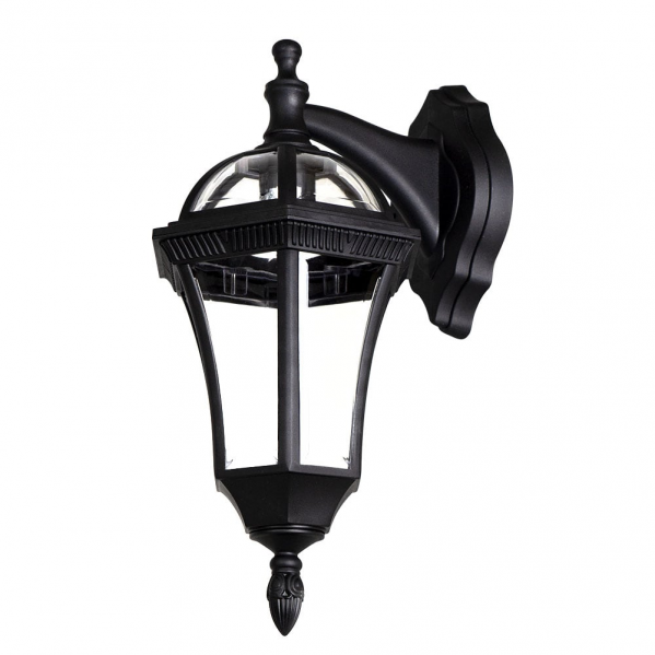 Aplique exterior de pared negro Comino de Fabrilamp, IP44, en policarbonato, iluminación para jardín