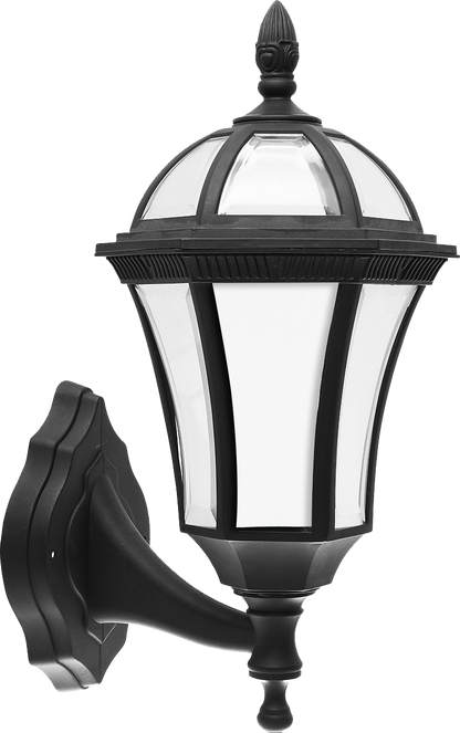 Aplique exterior Comino Negro IP44 de Fabrilamp, iluminación de exterior estilo clásico en policarbonato para jardín