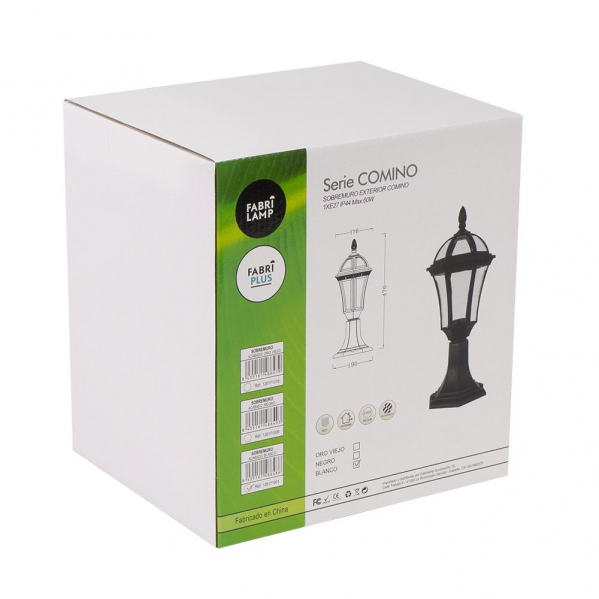 Sobremuro Exterior Comino Negro IP44 de Fabrilamp – Iluminación Exterior para Jardín, Policarbonato, 126171009