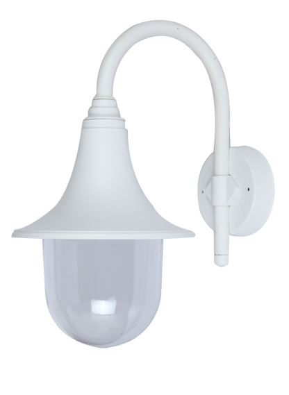 Aplique Exterior Hinojo Blanco de Fabrilamp (126261001) – iluminación exterior clásica en blanco para jardín y terraza, fabricado en policarbonato, perfecto para uso doméstico.