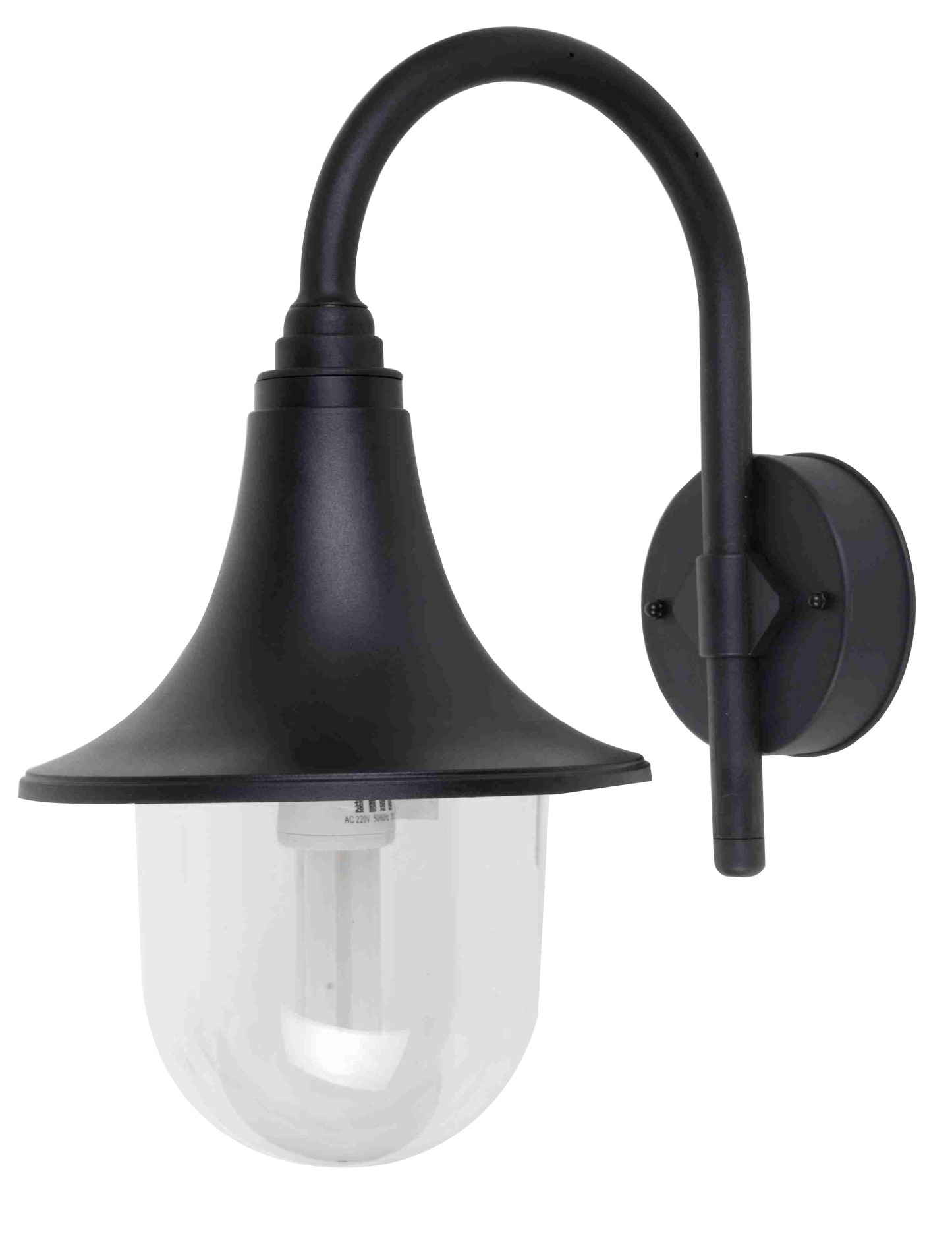 Aplique exterior negro Hinojo de Fabrilamp, policarbonato, iluminación exterior para jardín y terraza, estilo clásico y doméstico, modelo 126261009