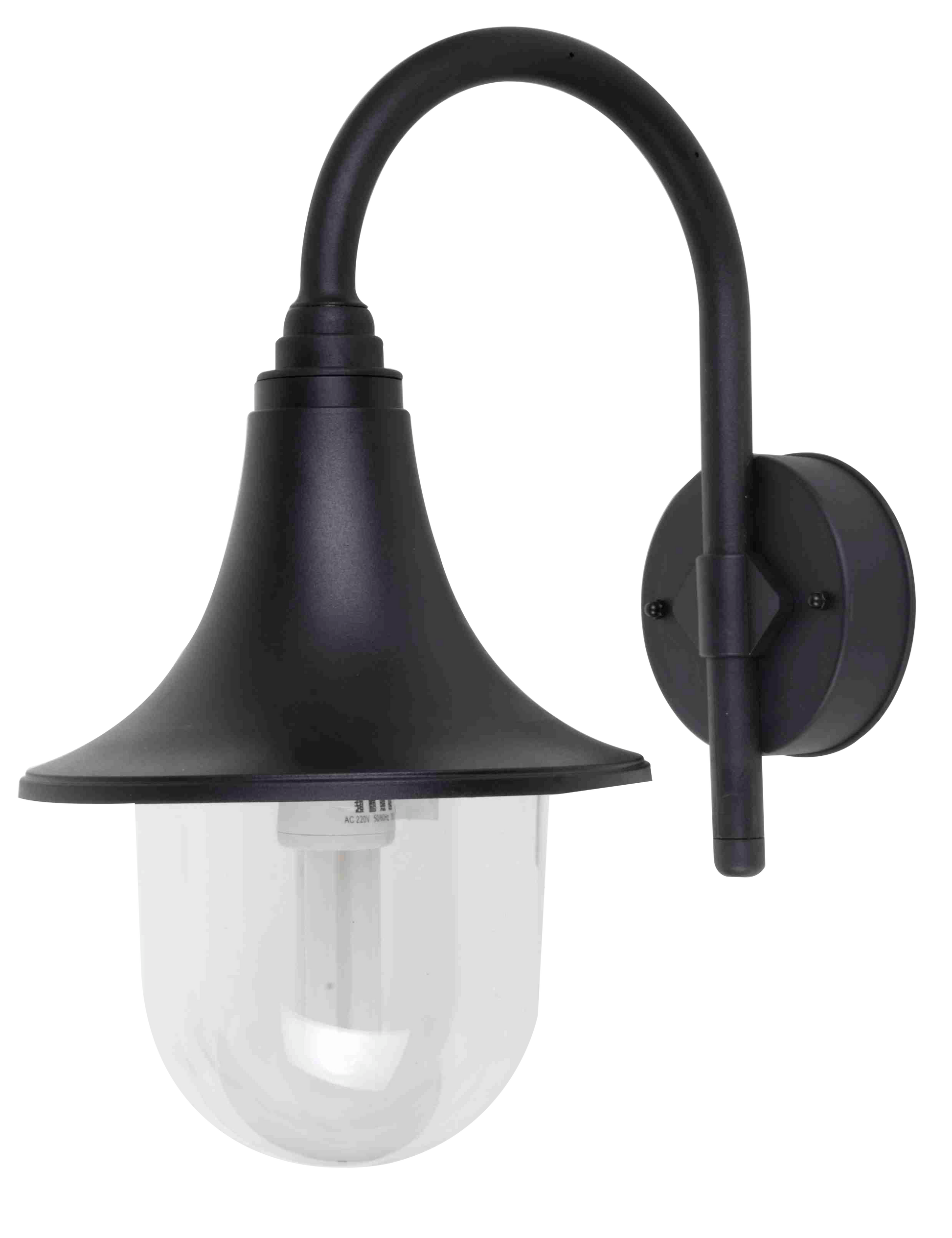 Aplique exterior negro Hinojo de Fabrilamp, policarbonato, iluminación exterior para jardín y terraza, estilo clásico y doméstico, modelo 126261009