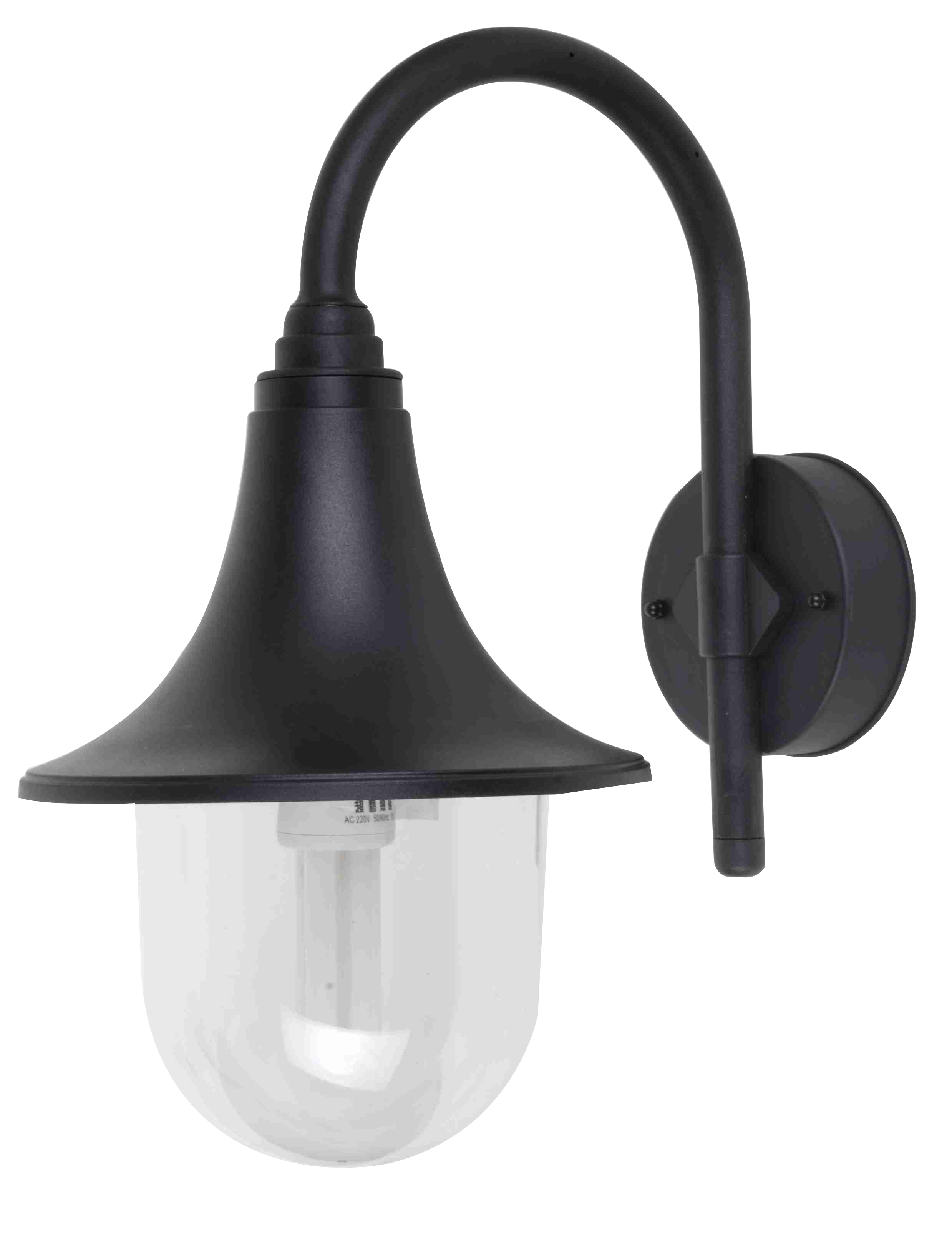 Aplique exterior negro Hinojo de Fabrilamp, policarbonato, iluminación exterior para jardín y terraza, estilo clásico y doméstico, modelo 126261009