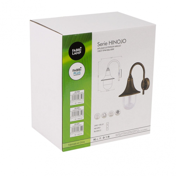 Aplique exterior Hinojo Oro Viejo de Fabrilamp (126261016) - iluminación exterior para jardín y terraza, color oro viejo, fabricado en policarbonato.