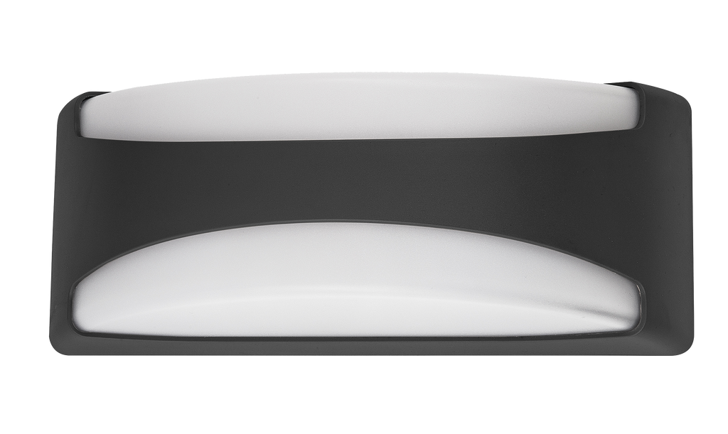 Aplique exterior Daikon negro IP65 de Fabrilamp, iluminación moderna para jardín y terraza en policarbonato.