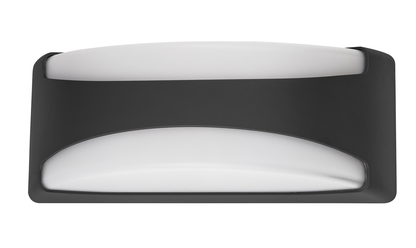 Aplique exterior Daikon negro IP65 de Fabrilamp, iluminación moderna para jardín y terraza en policarbonato.