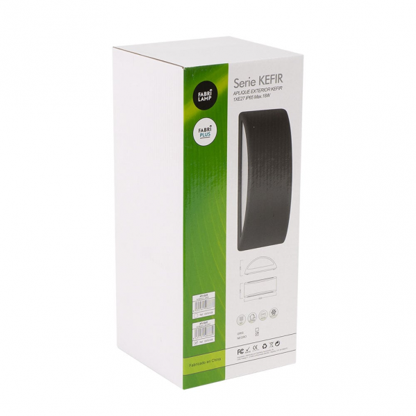 Aplique exterior Kefir Negro IP65 de Fabrilamp en policarbonato, iluminación exterior para jardín (modelo 126761009)