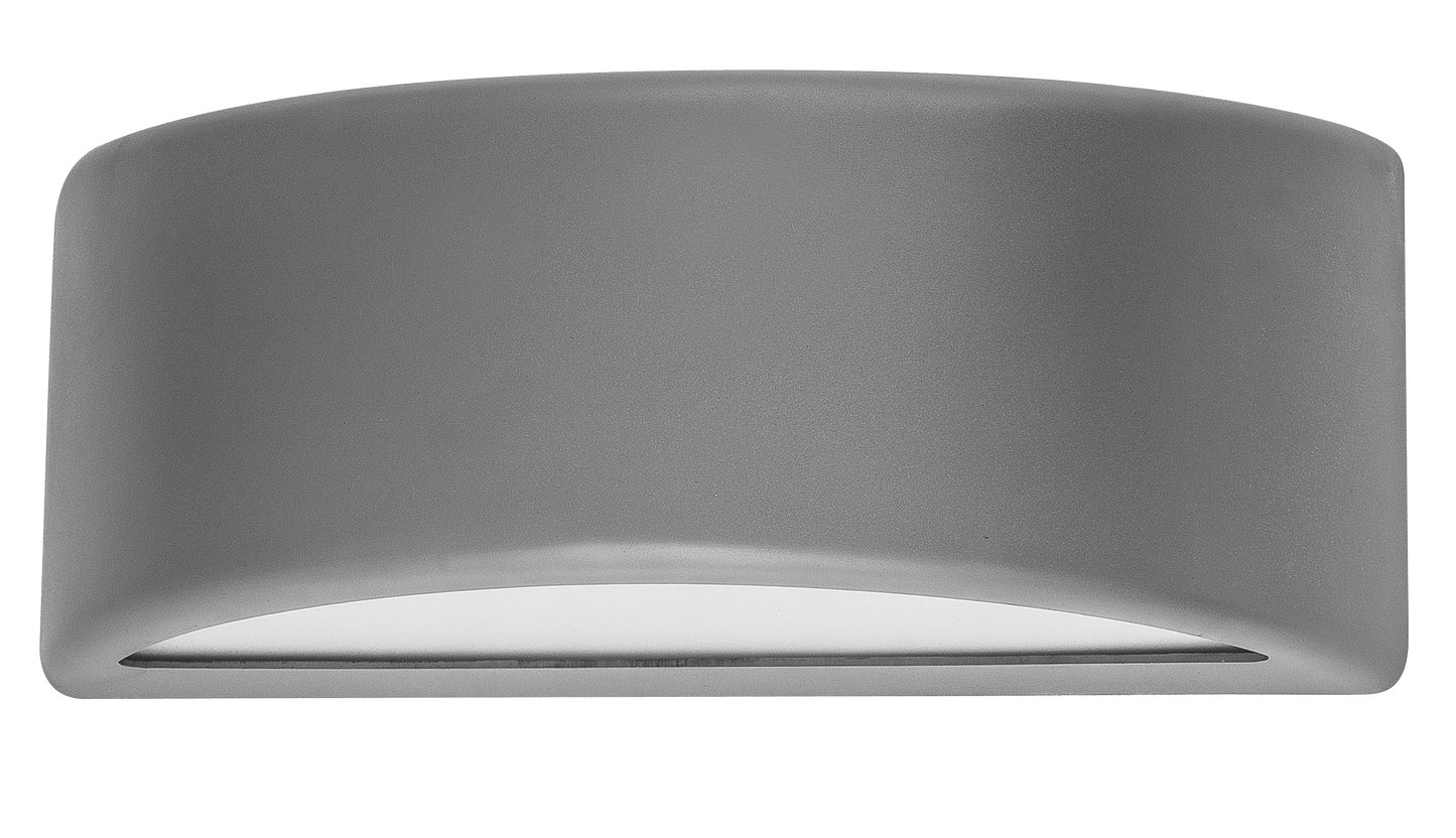 Aplique exterior Kefir gris IP65 de 13,2 x 32 x 13 cm, Fabrilamp. Iluminación exterior para jardín en policarbonato, estilo moderno.