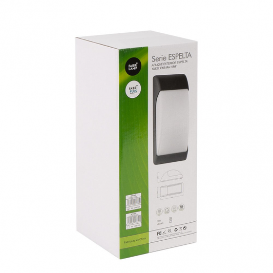 Aplique exterior Espelta negro IP65 de Fabrilamp/Abrila, modelo 126861009; iluminación exterior moderna para jardín y terraza en policarbonato
