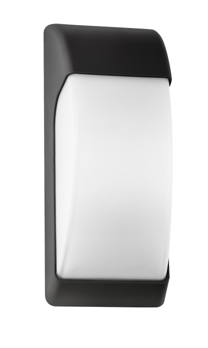 Aplique exterior Espelta Negro IP65 de Fabrilamp/Abrila, iluminación para jardín y terraza, policarbonato negro, diseño moderno (126861009)