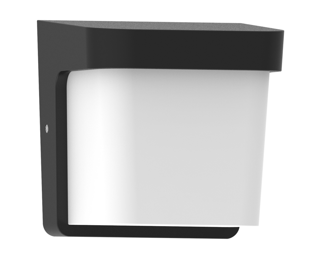 Aplique exterior Agar negro de Fabrilamp, modelo 127061009, iluminación exterior para jardín y terraza en policarbonato