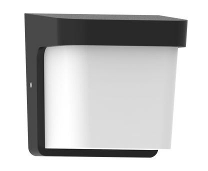 Aplique exterior Agar negro de Fabrilamp, modelo 127061009, iluminación exterior para jardín y terraza en policarbonato